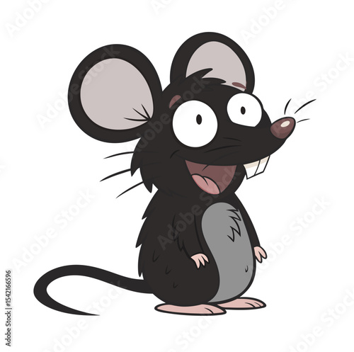 Download this hilarious, clean vector illustration of a quirky cartoon mouse with big eyes, scruffy fur, and oversized ears on a white background ? perfect for fun merch..eps