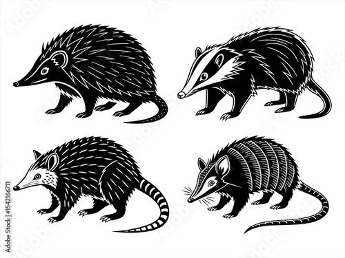 tenrec sihouette black vector bundle