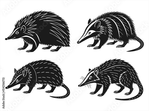 tenrec sihouette black vector bundle