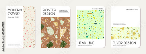 School notebook cover design. Terrazzo abstract
