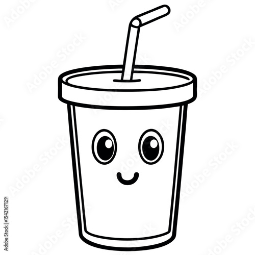 Cup with a straw vector illustration.
