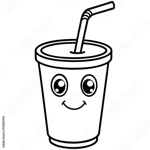  Cup with a straw vector illustration.