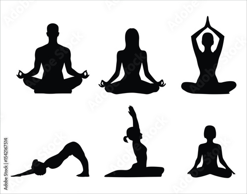Dynamic Yoga Pose Silhouette Vector