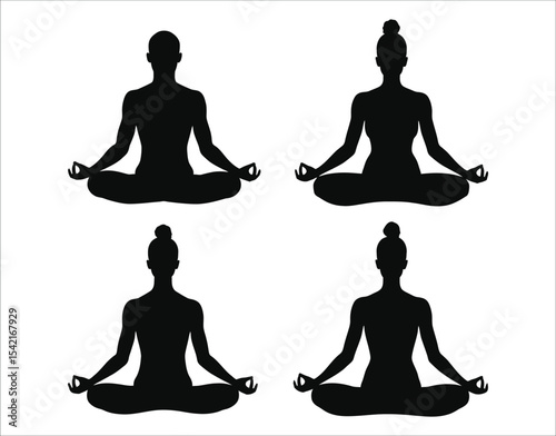 Men and Women Yoga Silhouettes