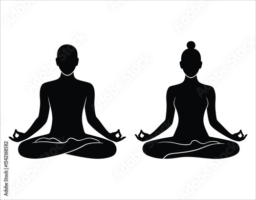 Yoga Silhouette Set in Different Poses