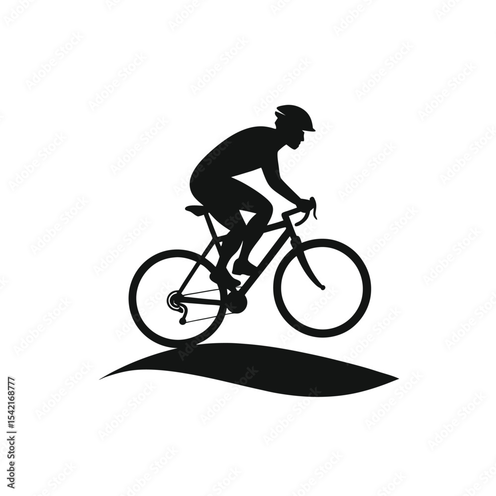 Fototapeta premium Cyclist Silhouette Uphill Climb - Active Sport, Endurance & Determination Icon