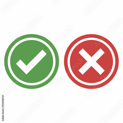 tick and cross buttons