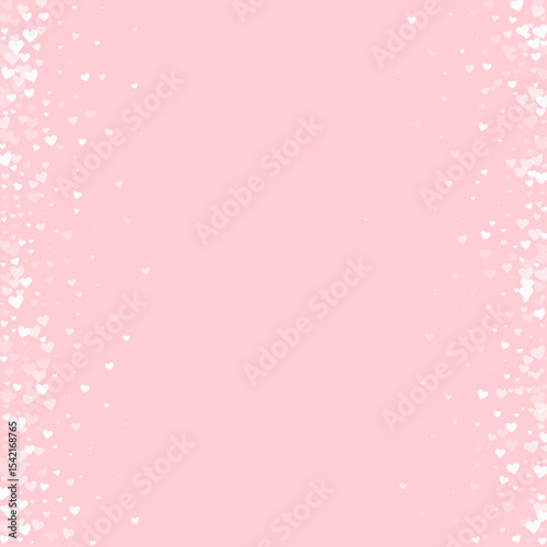 White hearts scattered on pink background.