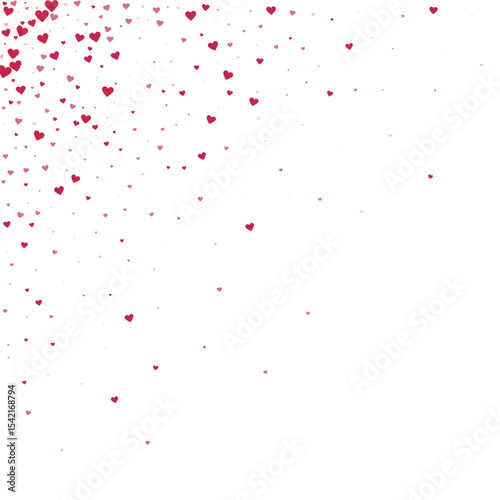 Red hearts scattered on white background.