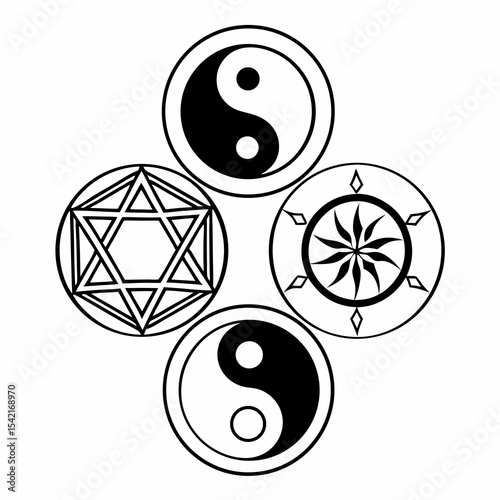 yin yang symbol made of spheres