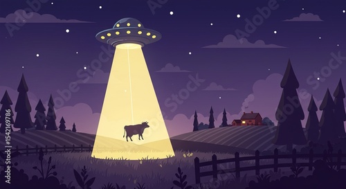 Alien Abduction Cow in Spotlight