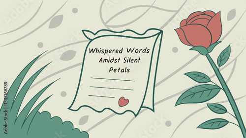 Whispered Words Amidst Silent Petals A Romantic Illustration