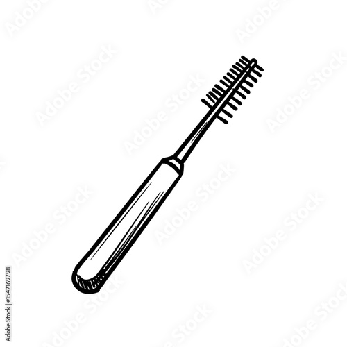 Interdental brush icon in sketch style for oral hygiene concept