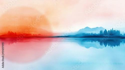 Serene Abstract Landscape with Soft Color Gradients Reflecting in Calm Water Surface transparent background png