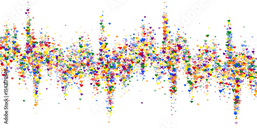Rainbow colored scattered hearts. LGBT valentine