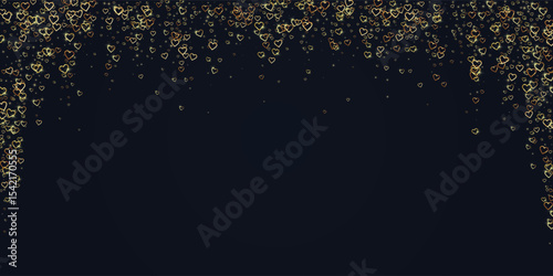 Gold hearts scattered on black background.