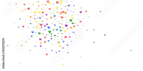 Rainbow colored scattered hearts. LGBT valentine