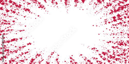 Red hearts scattered on white background.