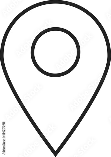 イラスト素材：マップのピン　ベクター　黒　線　black pin point. pin location icons.