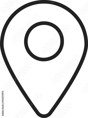 イラスト素材：マップのピン　ベクター　黒　線　black pin point. pin location icons.