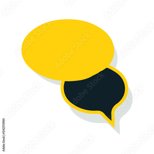 Yellow Shout Bubble Vector - Yellow Speech Balloon with Drop Shadow - Clean Graphic Element - 4