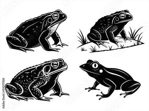 toad sihouette black vector bundle