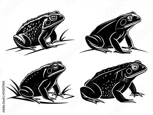 toad sihouette black vector bundle
