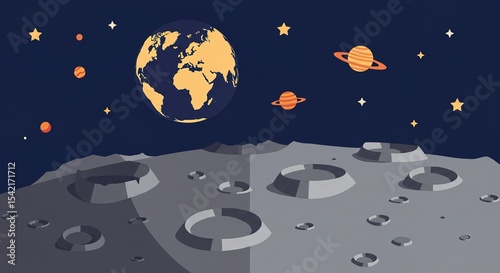 Earth and Moon in Space