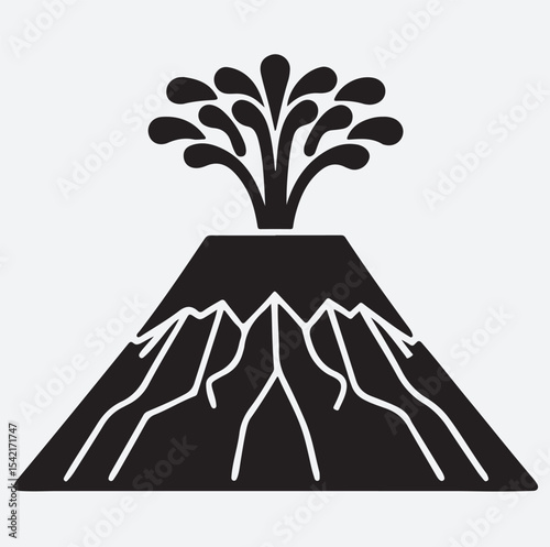 volcano icon silhouette vector art illustration, volcano eruption icon logo design
