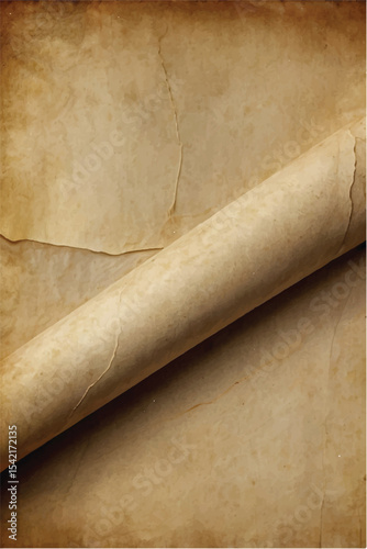 Vintage brown tobacco scroll with blank parchment texture and old wax seal, an isolated Cuban cigar object. Art & Illustration