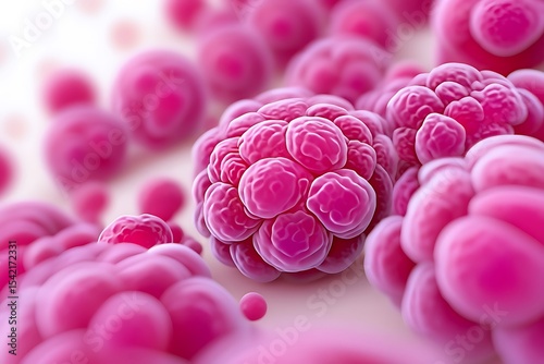 Microscopic View of Pink Cellular Structures Close Up Detailed 3 D Render of Pinkish Red Cells Biomedical Science Medical Research Healthcare Illustration