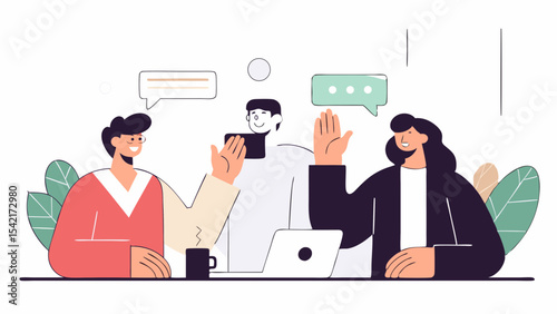 Dynamic Coworkers Collaboration in Flat Style