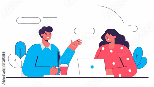 Collaborative Coworking: Flat Style Business People Illustration
