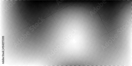 Dotted halftone gradient texture. Vanishing polka dot background. Repeating dots gradation pattern background. Black fading comic pop art overlay backdrop. vector