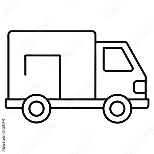 Minimal Line Icon of a Delivery Truck