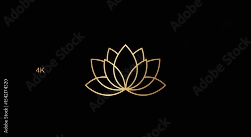 Golden Lotus on Black Background 4K Quality