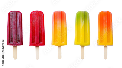 Colorful popsicles on black background summer refreshment frozen treats isolated on transparent background	
