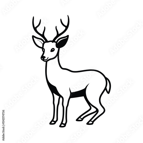 Simple line drawing of a deer with antlers