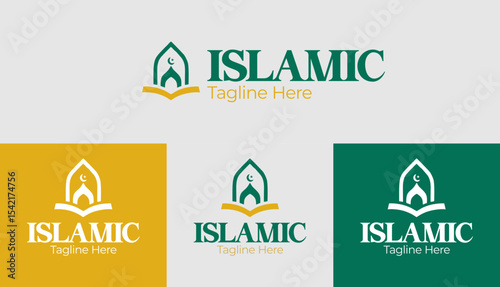 Crescent dome mosque with Islamic typography