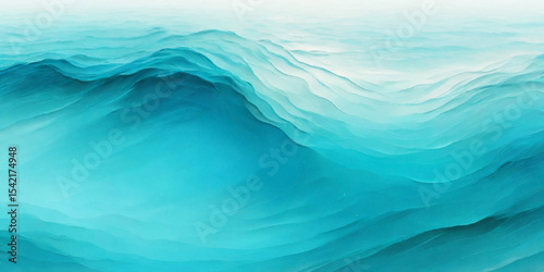 Beautiful soft blue sea water, ocean wave background. Soft blue and white hand printed creative marble texture ocean background