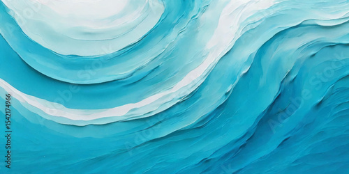 Beautiful soft blue sea water, ocean wave background. Soft blue and white hand printed creative marble texture ocean background
