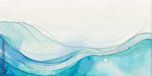 Beautiful soft blue sea water, ocean wave background. Soft blue and white hand printed creative marble texture ocean background