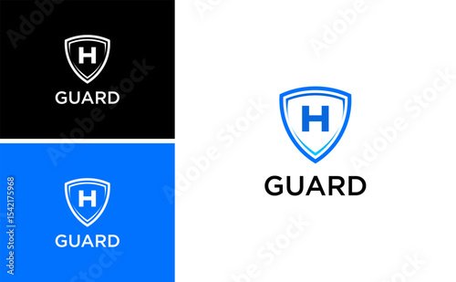 security protection shield logo with letter H design vector. secured business technology service for brand company
