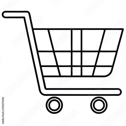 Minimalist Line Icon of a Shopping Cart