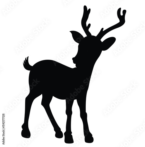 Cute cartoon hand drawn vector deer silhouette.