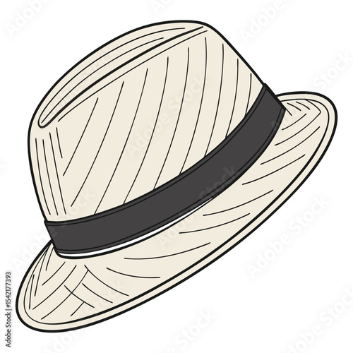 Classic straw fedora hat with a dark band for summer fashion