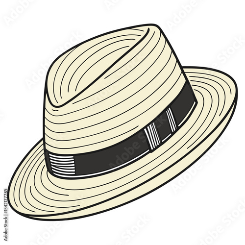 One isolated black and white cowboy hat vector illustration