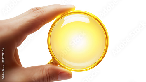 Golden Orb Held in Hand Radiant Yellow Light Abstract Design isolated on transparent background	
