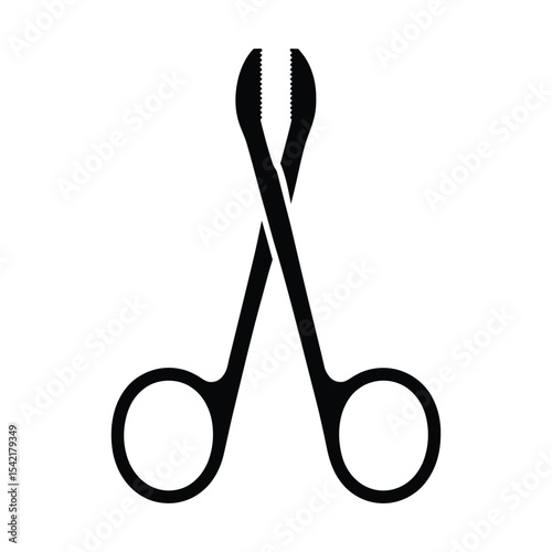Black and White Dissecting Forceps Medical Instrument Icon