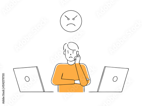 Angry Customer Complaint - Call Center Service Vector Illustration